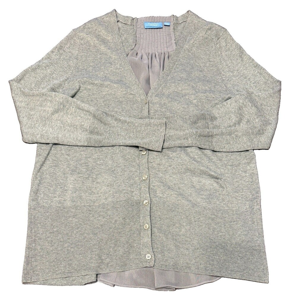 Simply Vera by Vera Wang XL Grey Button-up Cardigan w/ Mesh Back, Thin Sweater